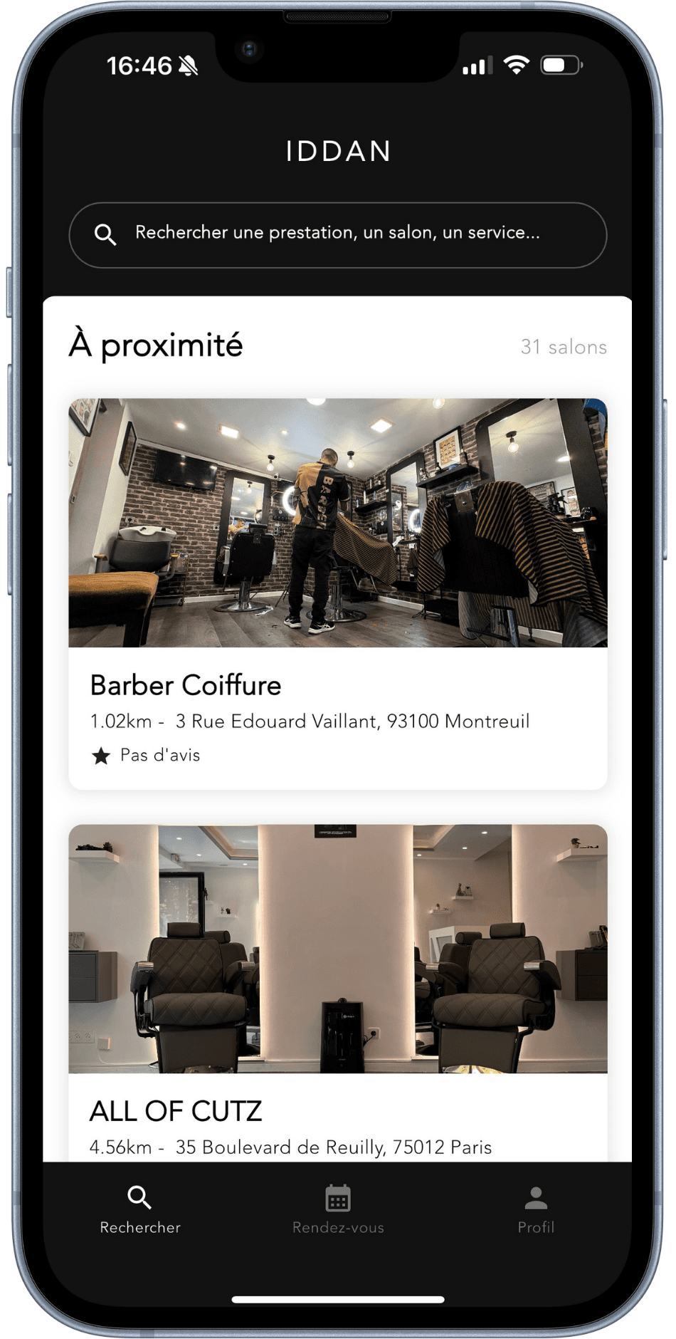 Iddan — Réservation beauté & barber — écran 2